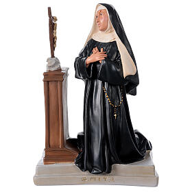 Statue der Heiligen Rita von Cascia, kniefend, 40x28 cm, Gips, Arte Barsanti