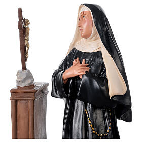 Statue der Heiligen Rita von Cascia, kniefend, 40x28 cm, Gips, Arte Barsanti