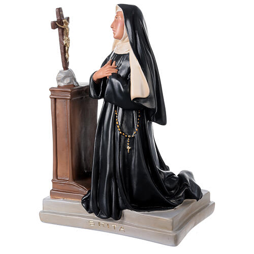 Statue der Heiligen Rita von Cascia, kniefend, 40x28 cm, Gips, Arte Barsanti 3