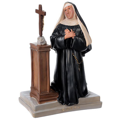 Statue der Heiligen Rita von Cascia, kniefend, 40x28 cm, Gips, Arte Barsanti 4