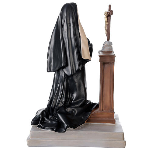 Statue der Heiligen Rita von Cascia, kniefend, 40x28 cm, Gips, Arte Barsanti 5