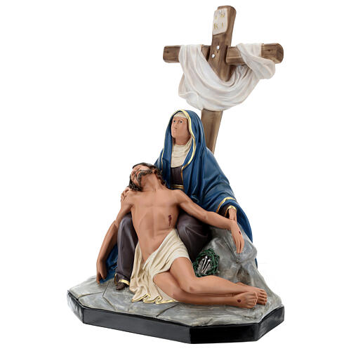 La Pietà statue résine croix 60 cm peinte à la main Arte Barsanti 3