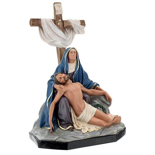 La Pietà statue résine croix 60 cm peinte à la main Arte Barsanti 5