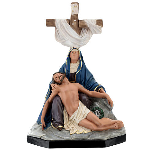Pietà com cruz imagem resina pintada à mão Arte Barsanti 60 cm 1