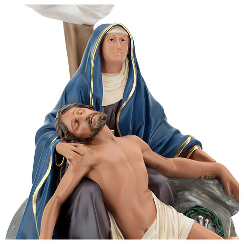 Pietà com cruz imagem resina pintada à mão Arte Barsanti 60 cm 2