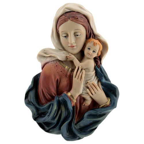 Bust of Madonna and Child with drapery, 18 cm in resin 1