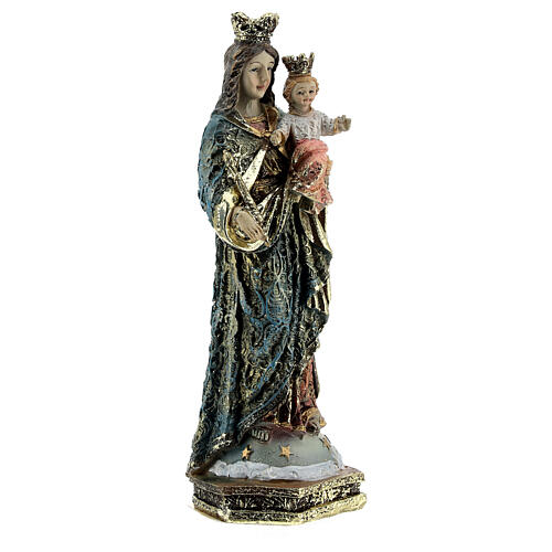 Estatua María Auxiliadora cetro vestidos decorados resina 13,5 cm 3