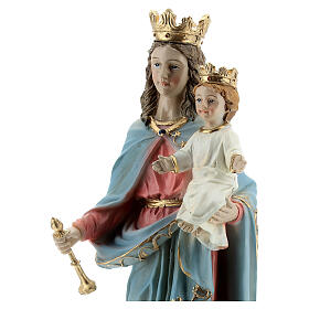 Statue Our Lady of Help wood effect base resin 20 cm