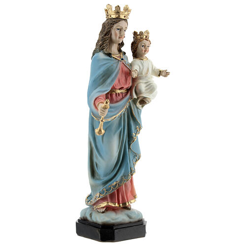Statue Our Lady of Help wood effect base resin 20 cm 4