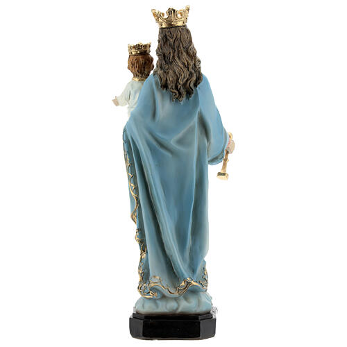 Statue Our Lady of Help wood effect base resin 20 cm 5