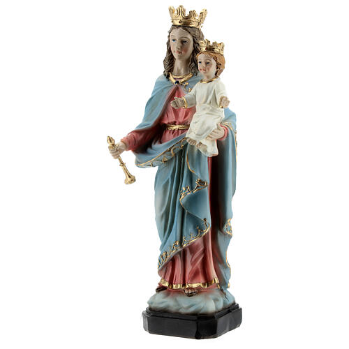 Imagem resina Nossa Senhora Auxiliadora com Menino Jesus, base cor madeira, 20 cm 3