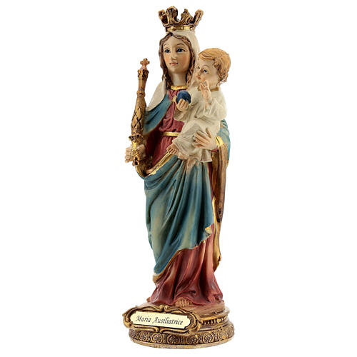 Imagem resina Nossa Senhora Auxiliadora com Menino Jesus globo azul 14,5 cm 2