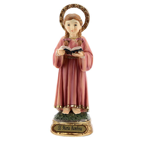 Santísima María niña estudio escrituras estatua resina 12,5 cm 1