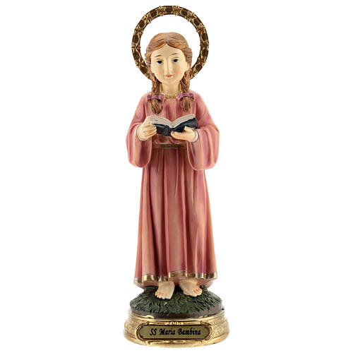 Statue of Child Mary with braids resin 20x6.5x6 cm 1