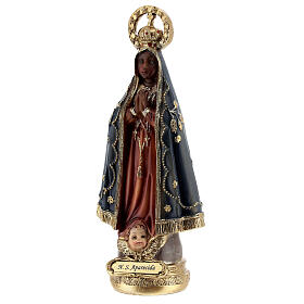 Nossa Senhora Aparecida com anjo imagem resina 15,5 cm