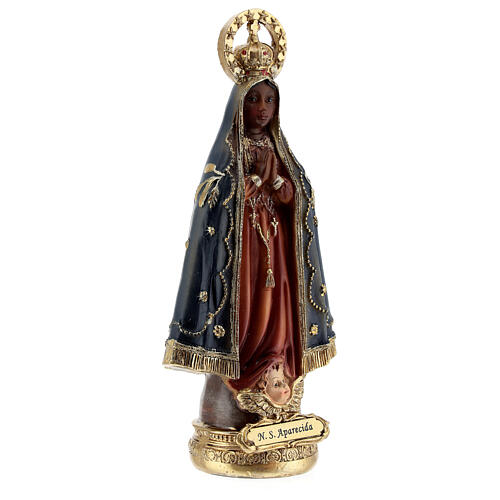 Nossa Senhora Aparecida com anjo imagem resina 15,5 cm 3