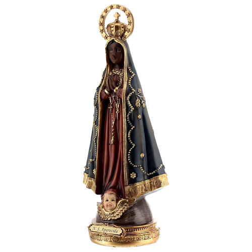Nuestra Señora Aparecida corona estatua resina 31,5 cm 3