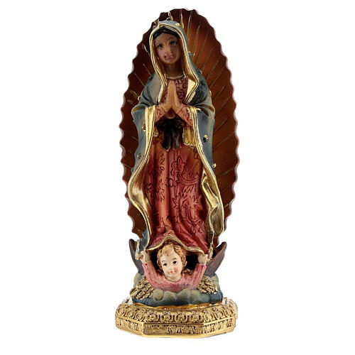 Virgin Mary of Guadalupe statue with angel in resin 11 cm 1