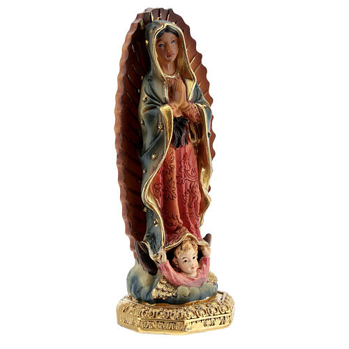 Virgin Mary of Guadalupe statue with angel in resin 11 cm 3