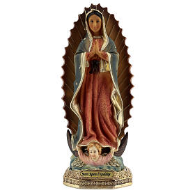 Nossa Senhora de Guadalupe com base estilo barroco imagem resina 23 cm