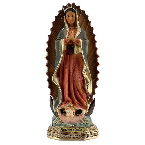 Nossa Senhora de Guadalupe com base estilo barroco imagem resina 23 cm 1