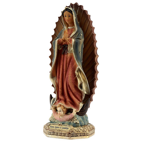 Nossa Senhora de Guadalupe com base estilo barroco imagem resina 23 cm 3