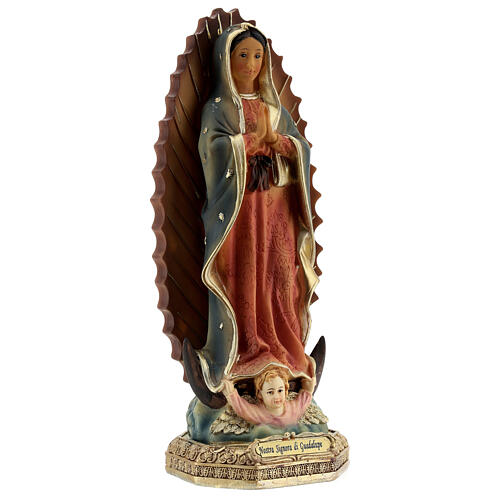 Nossa Senhora de Guadalupe com base estilo barroco imagem resina 23 cm 4