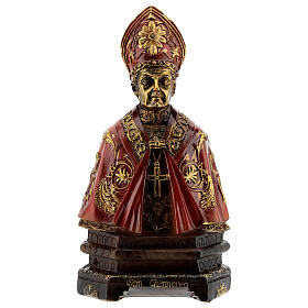 Busto San Gennaro resina dettagli oro 14 cm