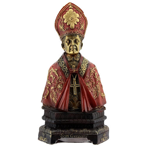 Saint Januarius bust with gold decor in resin 20x10.5 cm 1