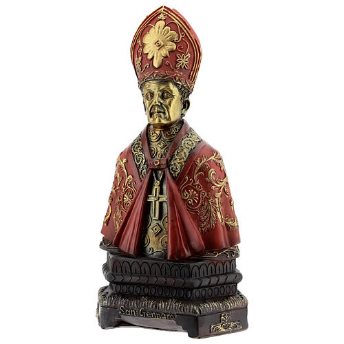 Saint Januarius bust with gold decor in resin 20x10.5 cm 2