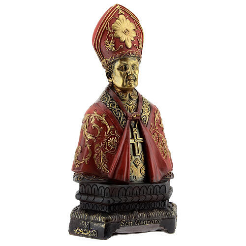 Saint Januarius bust with gold decor in resin 20x10.5 cm 3
