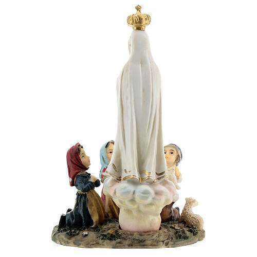 Nossa Senhora de Fátima com pastorinhos ajoelhados imagem resina 16 cm 4