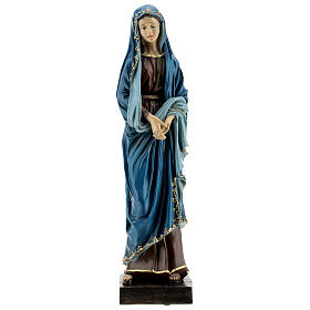 Estatua Virgen Dolorosa manos juntas resina 30 cm