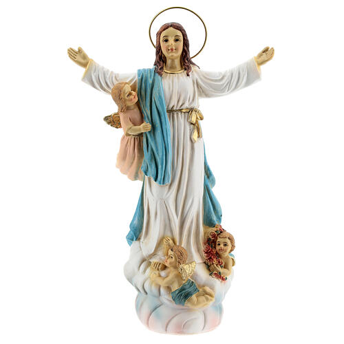 Asunción María ángeles estatua resina 18x12x6 cm 1