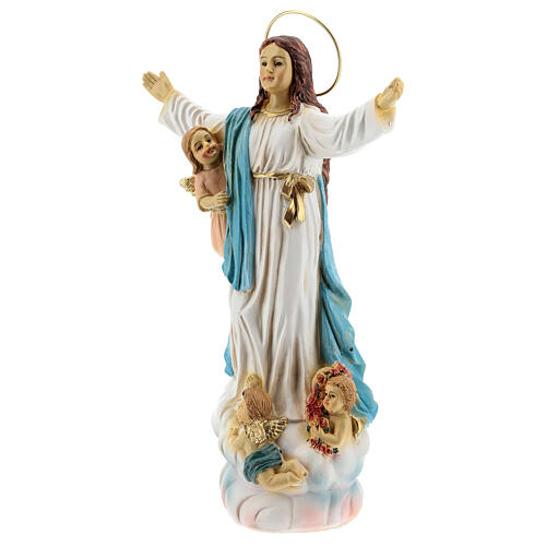 Asunción María ángeles estatua resina 18x12x6 cm 3