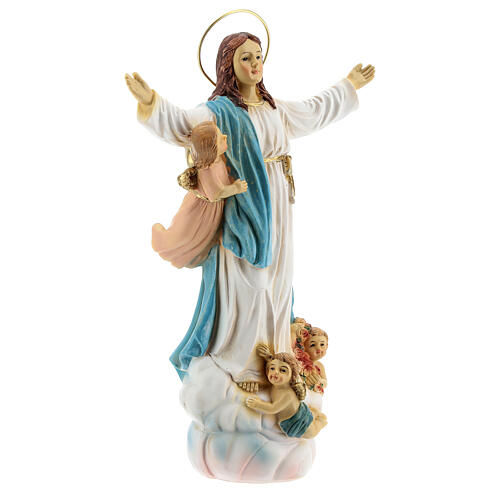 Asunción María ángeles estatua resina 18x12x6 cm 4
