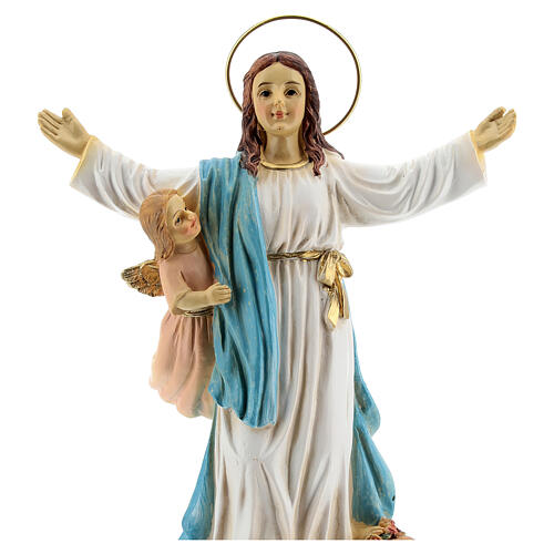Assunção Maria anjos imagem resina 18x12x6 cm 2