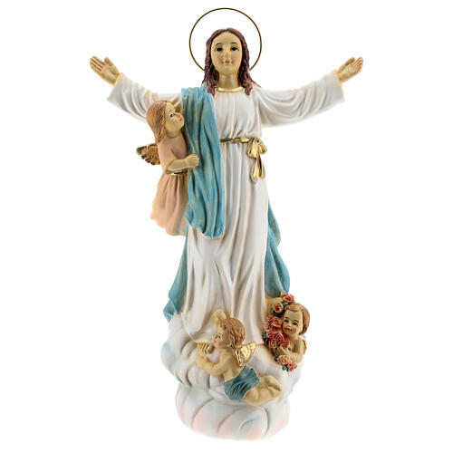 Statue Notre-Dame Assomption anges résine 30 cm 1