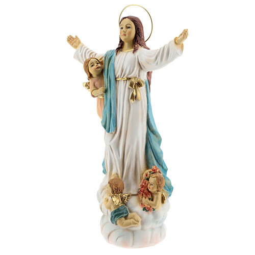Nossa Senhora da Assunção com anjos imagem resina 29,5 cm 3