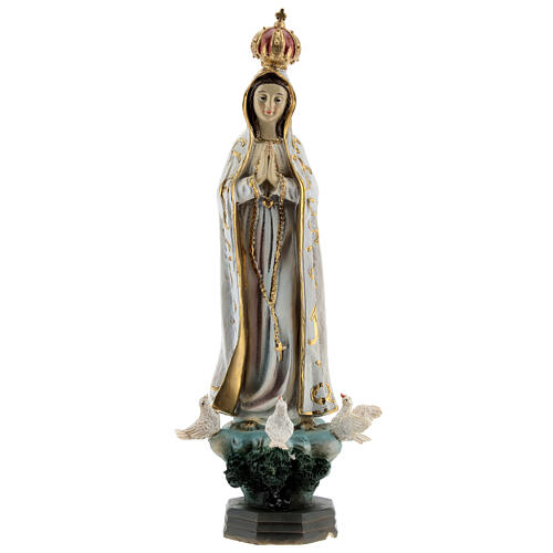Estatua Virgen Fátima palomas resina 20 cm 1