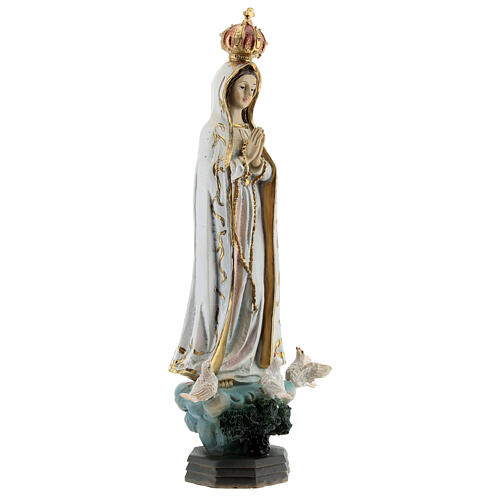 Estatua Virgen Fátima palomas resina 20 cm 4