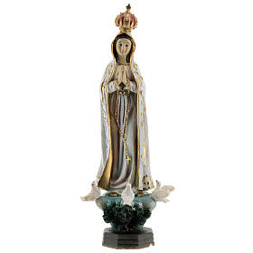 Statua Madonna Fatima colombe resina 20 cm