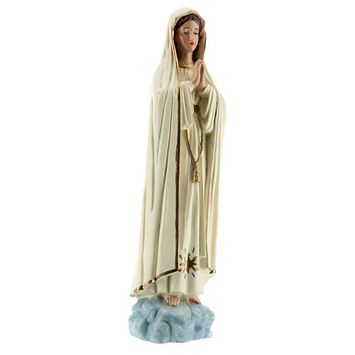Estatua Virgen Fátima vestidos blancos sin corona resina 30 cm 4
