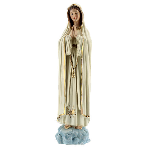 Figura Madonna Fatimska szaty białe bez korony żywica 30 cm 1