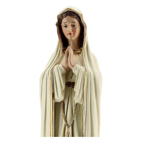 Figura Madonna Fatimska szaty białe bez korony żywica 30 cm 2