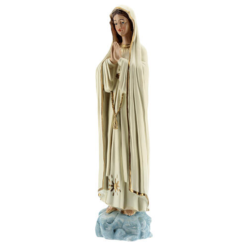 Figura Madonna Fatimska szaty białe bez korony żywica 30 cm 3