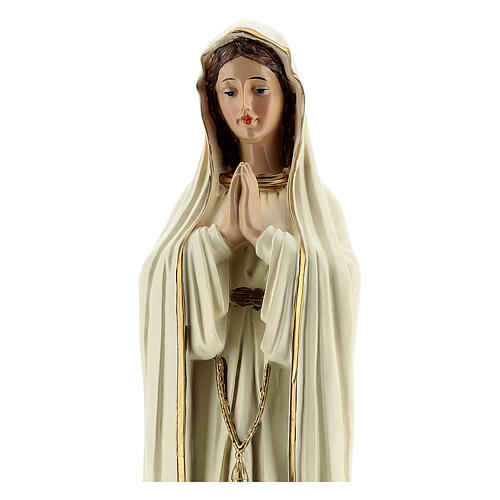 Nossa Senhora de Fátima com manto branco sem coroa resina 30 cm 2