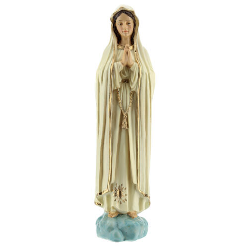 Nossa Senhora de Fátima com manto branco estrela dourada sem coroa resina 20 cm 1