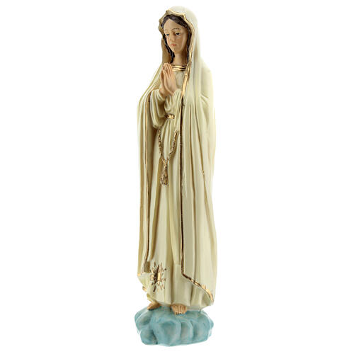 Nossa Senhora de Fátima com manto branco estrela dourada sem coroa resina 20 cm 2