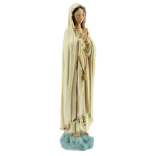 Nossa Senhora de Fátima com manto branco estrela dourada sem coroa resina 20 cm 3